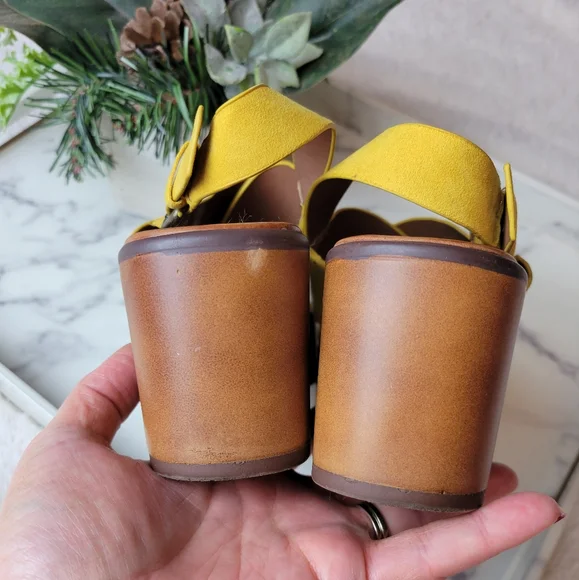 Indigo Yellow Cross Strap Wedges - Picture 8 of 11